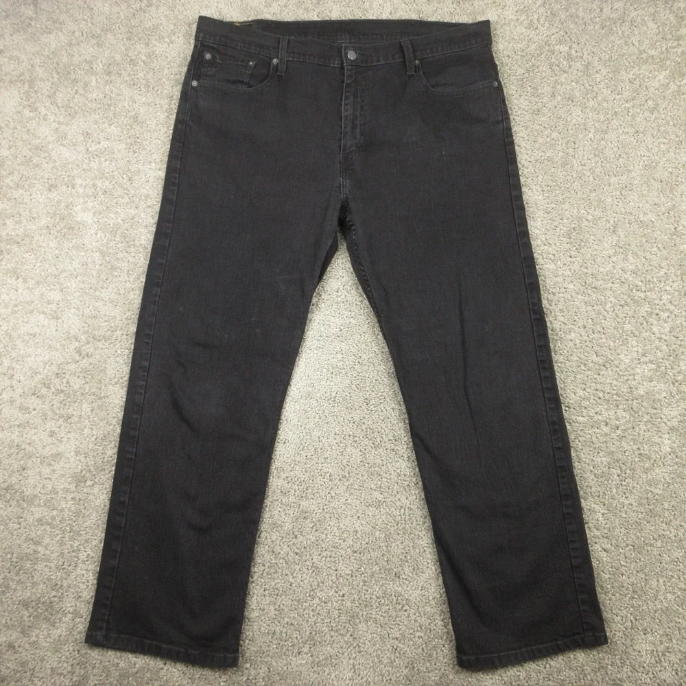 Levis Jeans Mens 38x32 Black 569 Loose Straight Baggy Zip Fly Flex Denim Pants